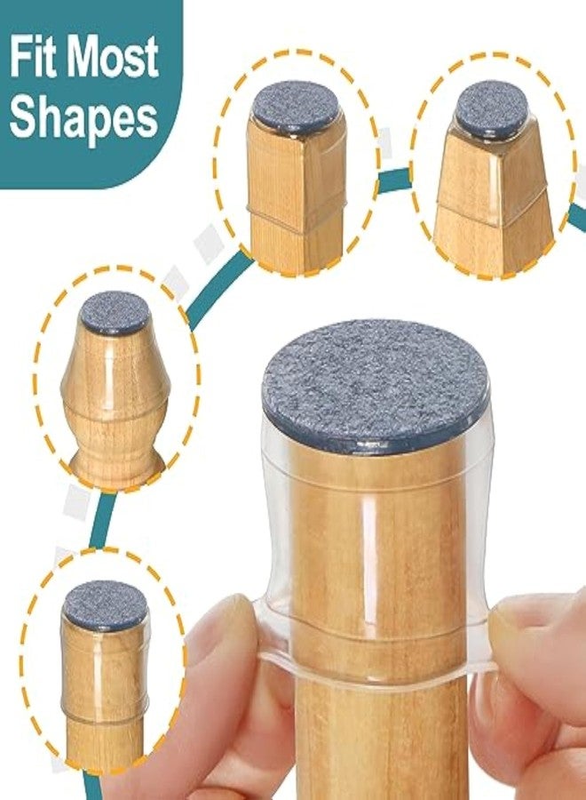 vysane Chair Leg Floor Protectors, Silicone Felt Furniture Leg Pads Caps Covers for Hardwood Floors (24 Pcs | Clear) (Medium(Fit 1.3"-2")) - Image 2